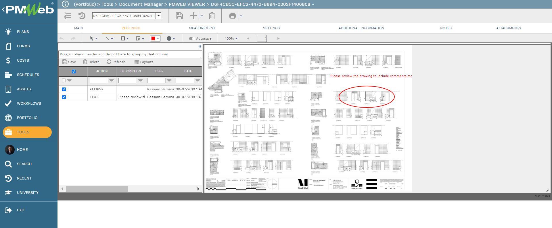 PMWeb 7 Tools Document Manager PMWEB Viewer Redlining