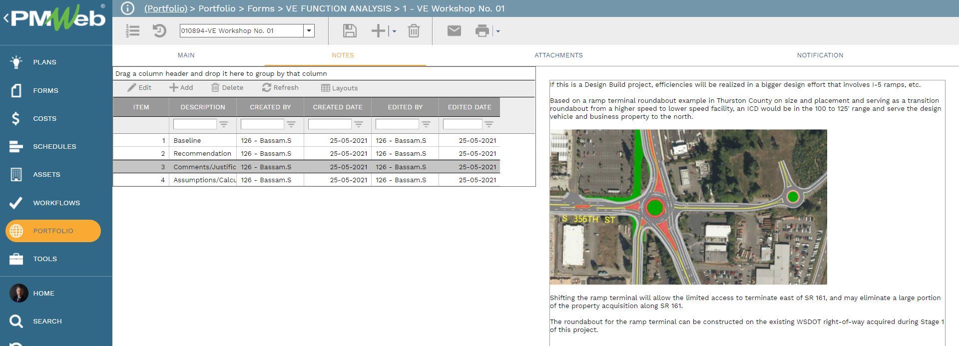 PMWeb 7 Portfolio Forms VEFunction Analysis VE Workshop 01 Note