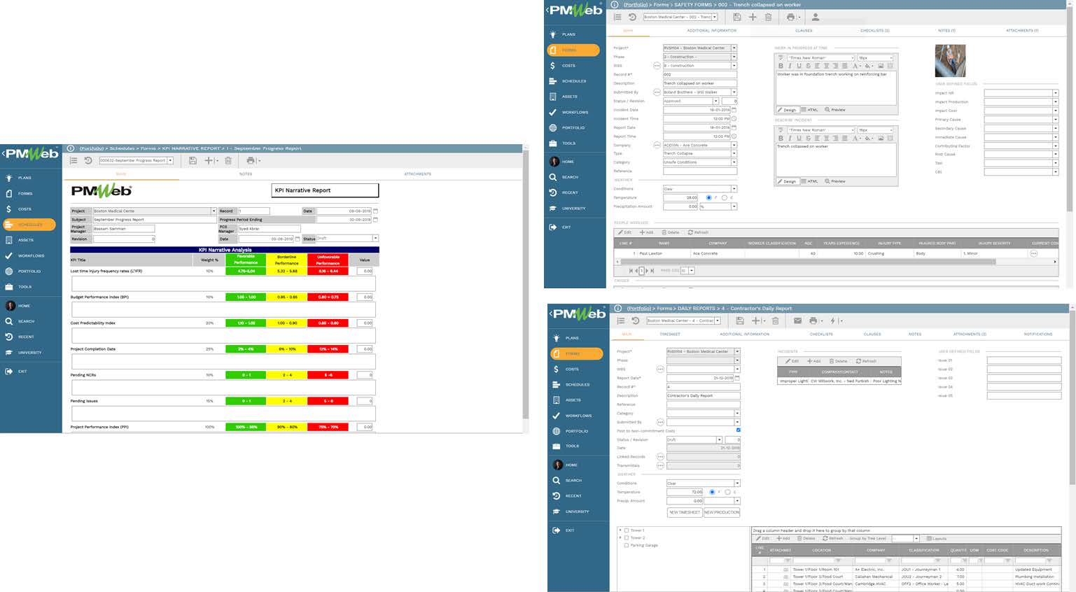 PMWeb 7 Schedules Forms Main
PMWeb 7 Forms Safety Forms Main
PMWeb 7 Forms Daily Reports Contractor Daily Report Main