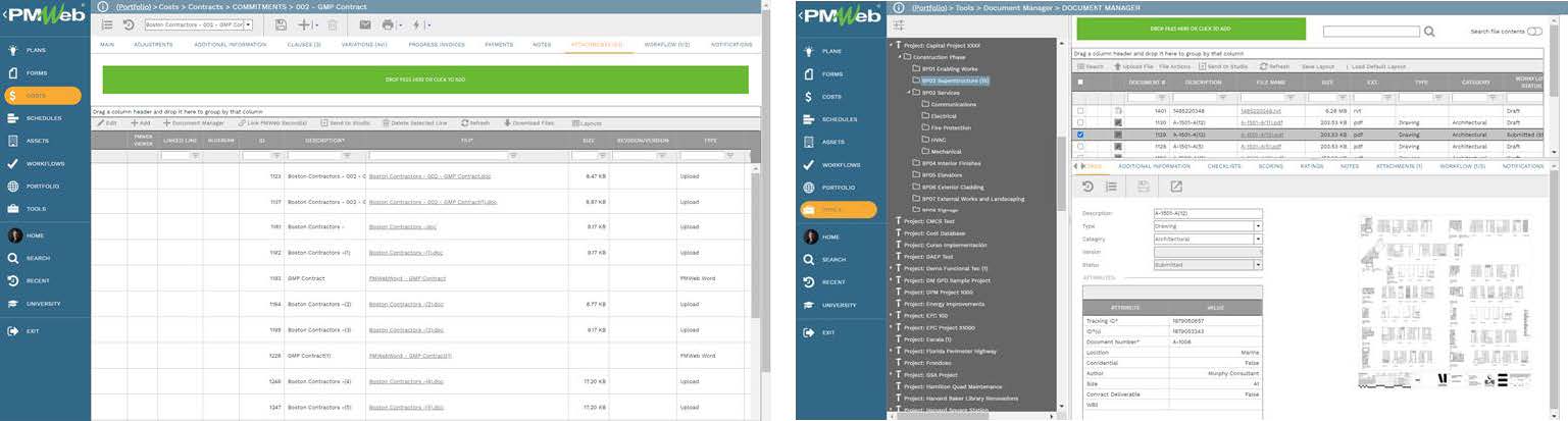 PMWeb 7 Costs Contracts Commitments GMP Contract Attachments
PMWeb 7 Tools Document Manager