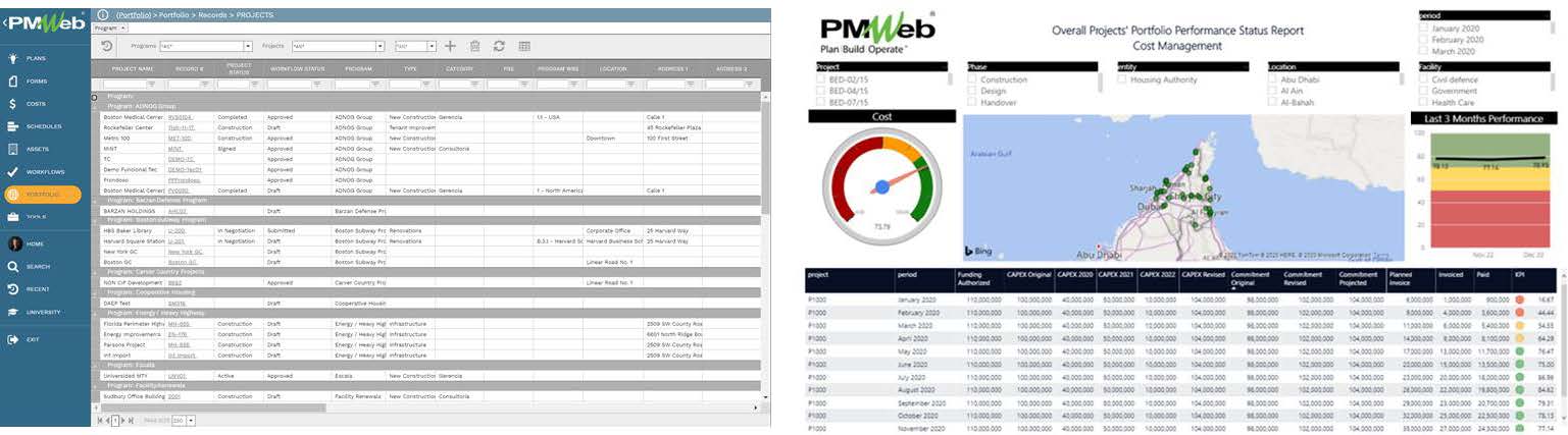 PMWeb 7 Portfolio Records Projects
PMWeb 7 Overall Projects' Portfolio
Performance Status Report Cost Management
