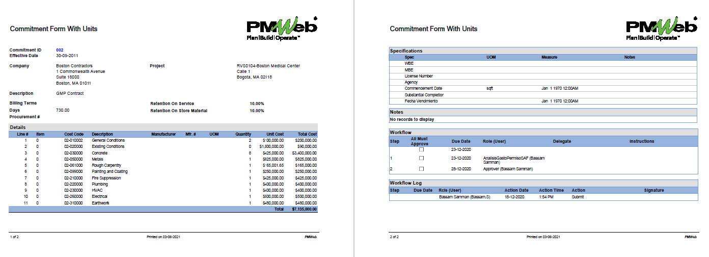 PMWeb 7 Commitment Form With Units