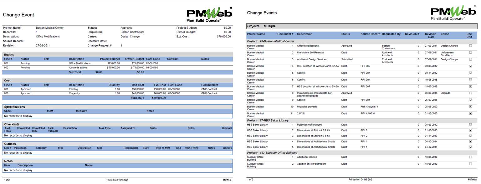 PMWeb 7 Change Event