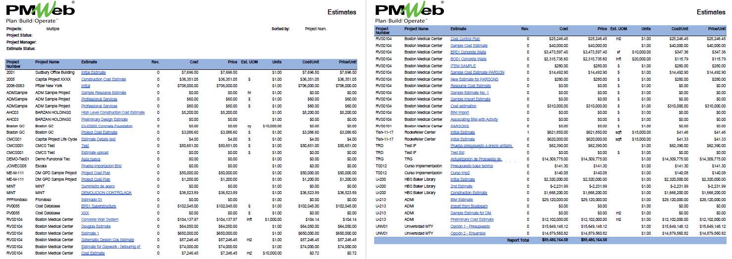 PMWeb 7 Estimate