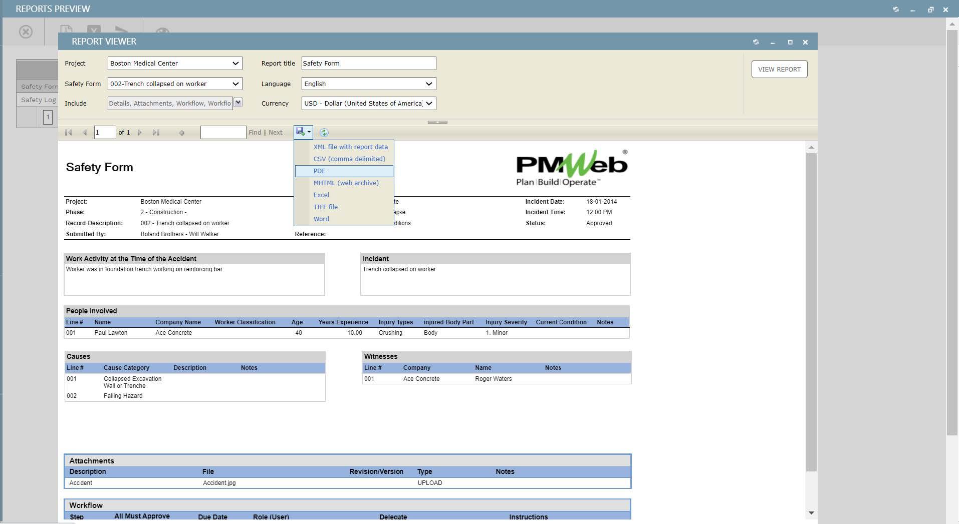 PMWeb 7 Reports Preview
Report Viewer