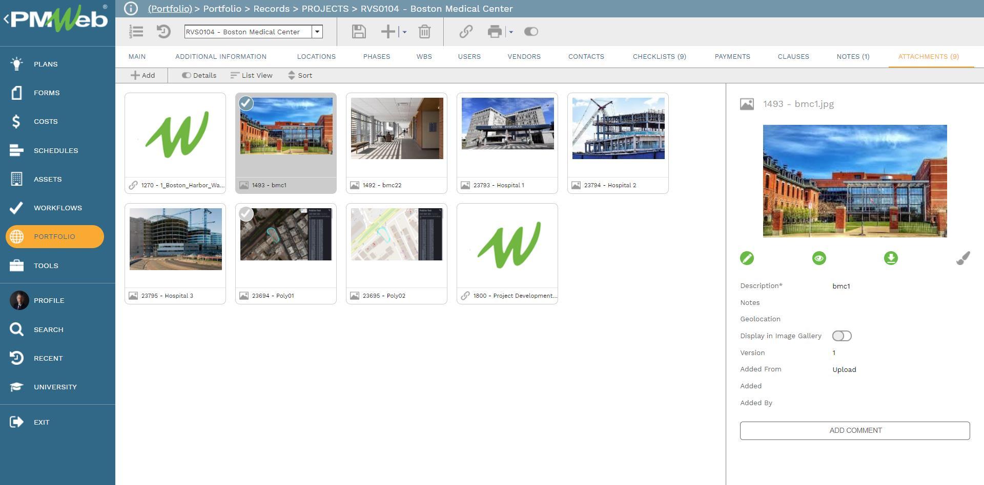 PMWeb 7 Portfolio Records Projects Boston Medical Center 
Attachement 