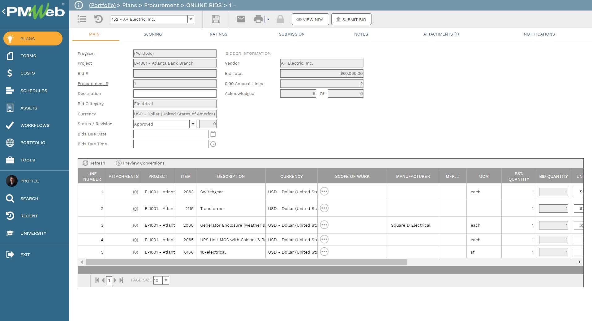 PMWeb 7 Plans Procurement Online Bids
Main
