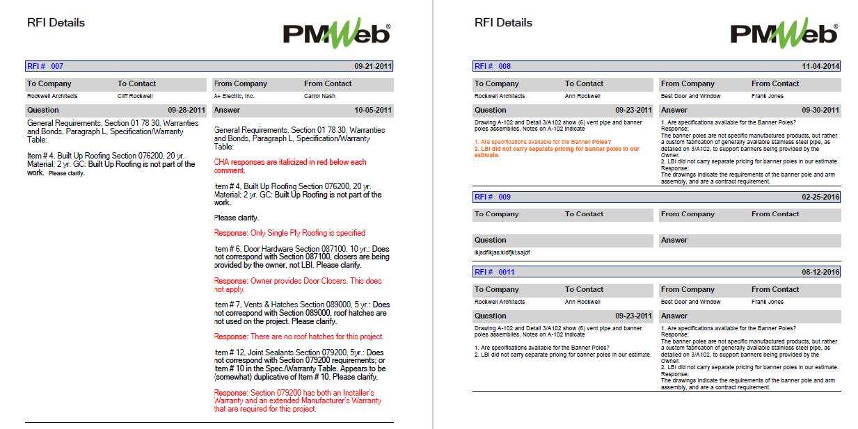 PMWeb 7 RFI Details