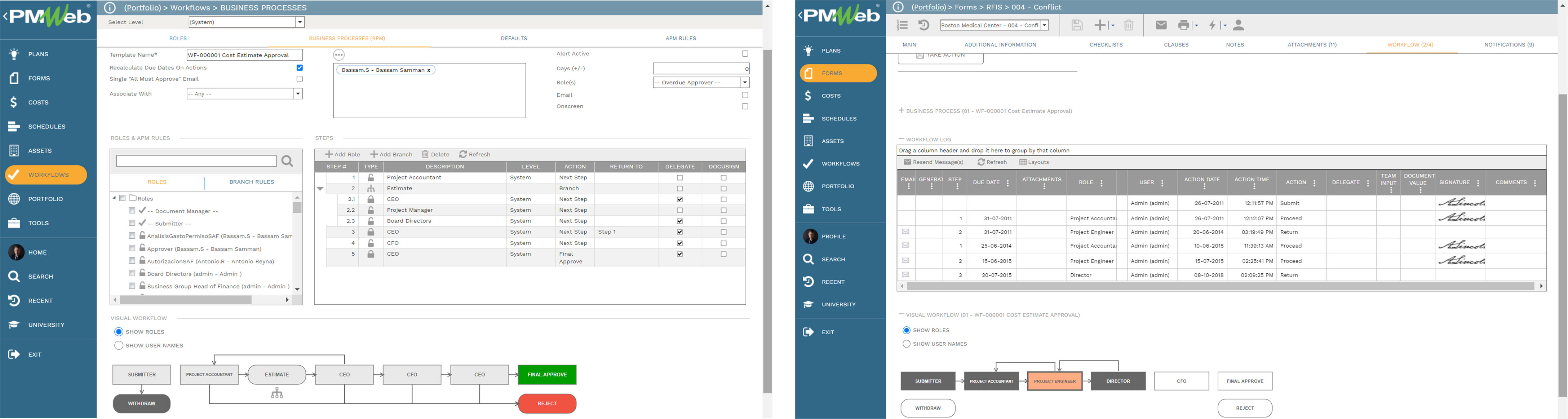 PMWeb 7 Workflows Business Processes (BPM)
Forms RFIs Conflict
Workflow