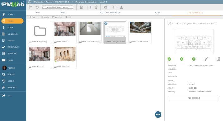 PMWeb 7 Forms Inspections Progress Observation Level 01
Attachments