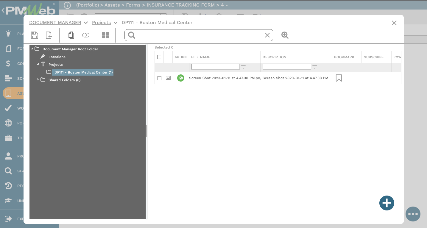PMWeb 7 Assets Forms Insurance Tracking Form
Attachement