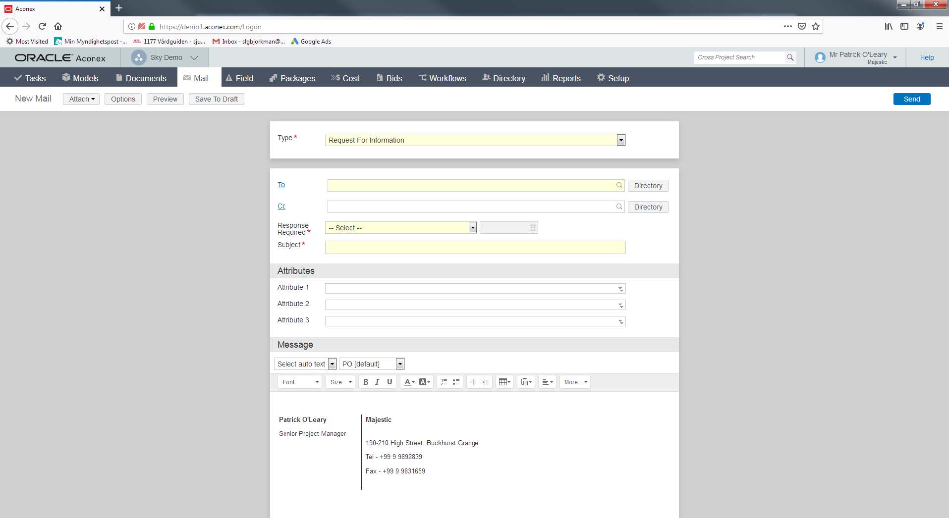 PMWeb 7 Oracle Mail
