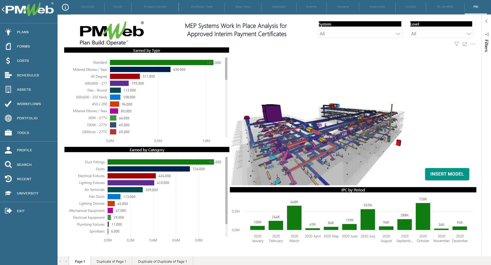 PMWeb 7 MEP Systems Work In Place Analysis For Approved Interim Payment Certificates