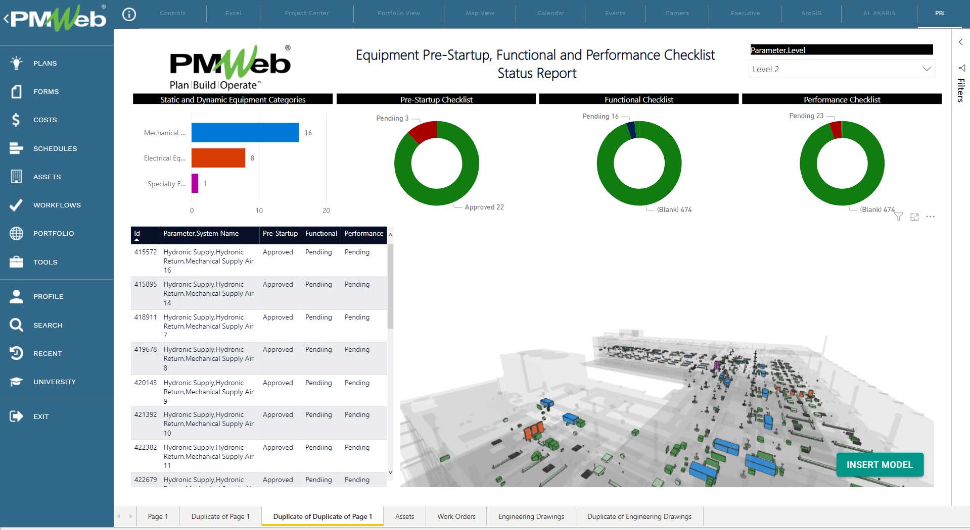 PMWeb 7 Equipment Pre-Startup, Functional and Performance Checklist Status Report