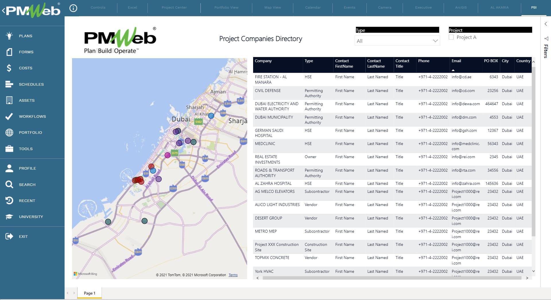 PMWeb 7 Project Companies Directory