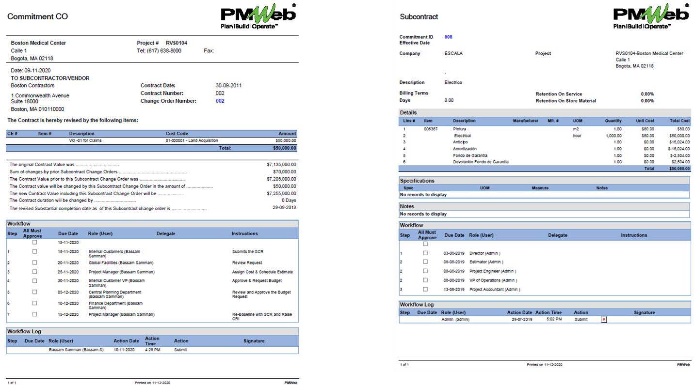 PMWeb 7 Commitment CO
Subcontract