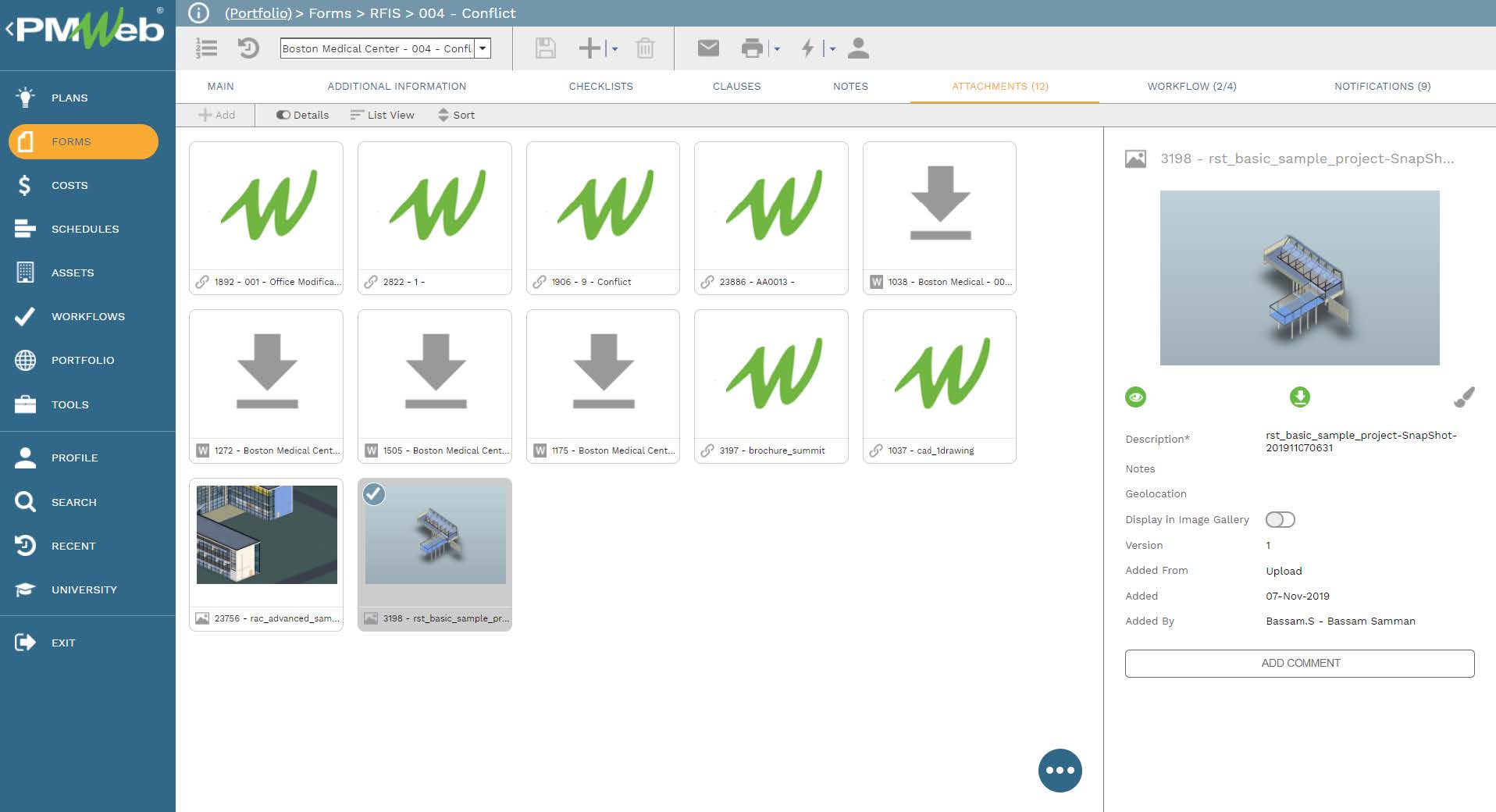 PMWeb 7 Forms RFIS Conflict
Attachment