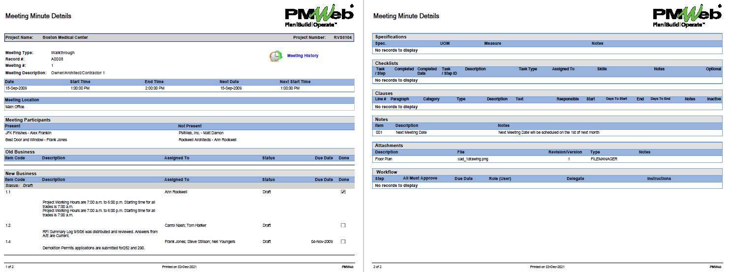 PMWeb 7 Meeting Minutes Details