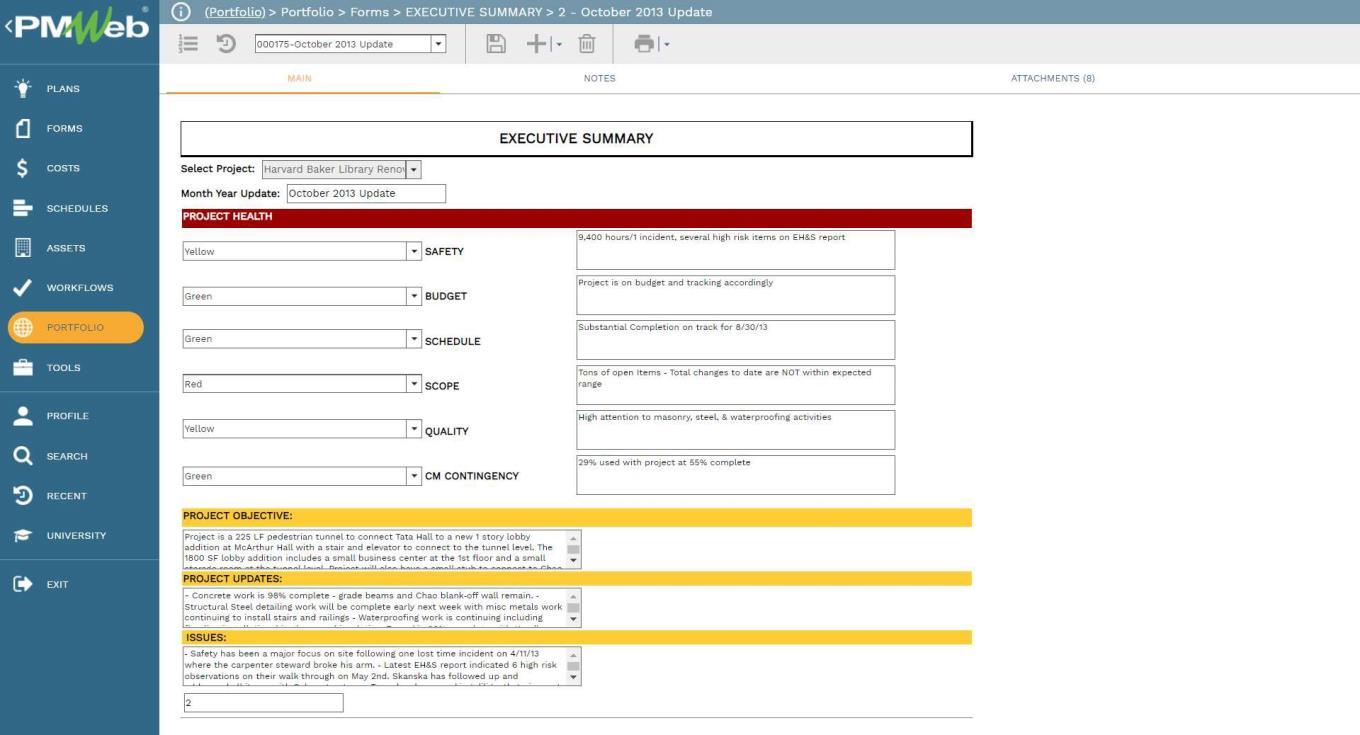 PMWeb 7 Portfolio Forms Executive Summary October 2103 Update
Main
Executive Summary